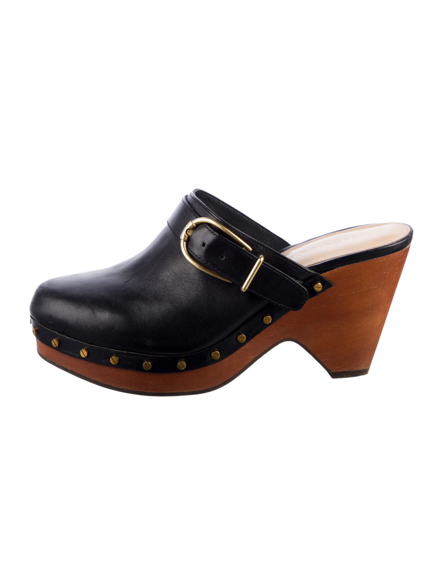 Veronica Beard Leather Studded Accents Mules