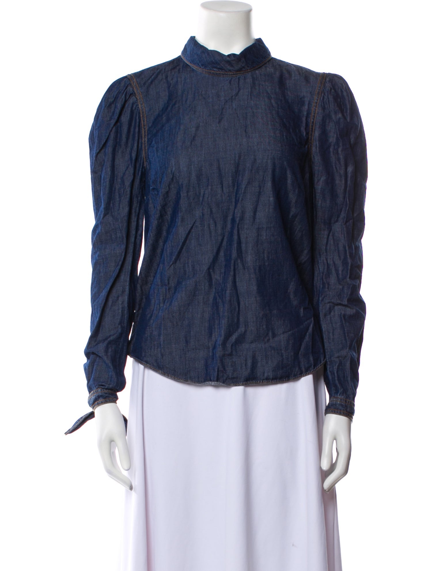 Veronica Beard Mock Neck Long Sleeve Blouse