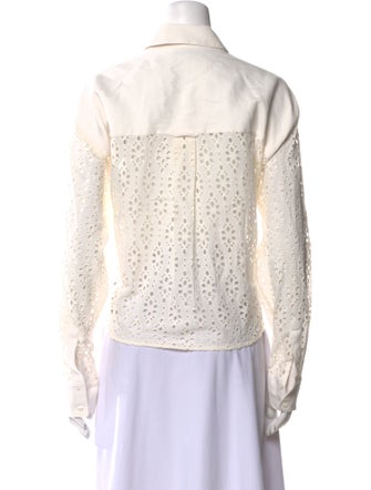 Veronica Beard Lace Pattern Long Sleeve Button-Up Top