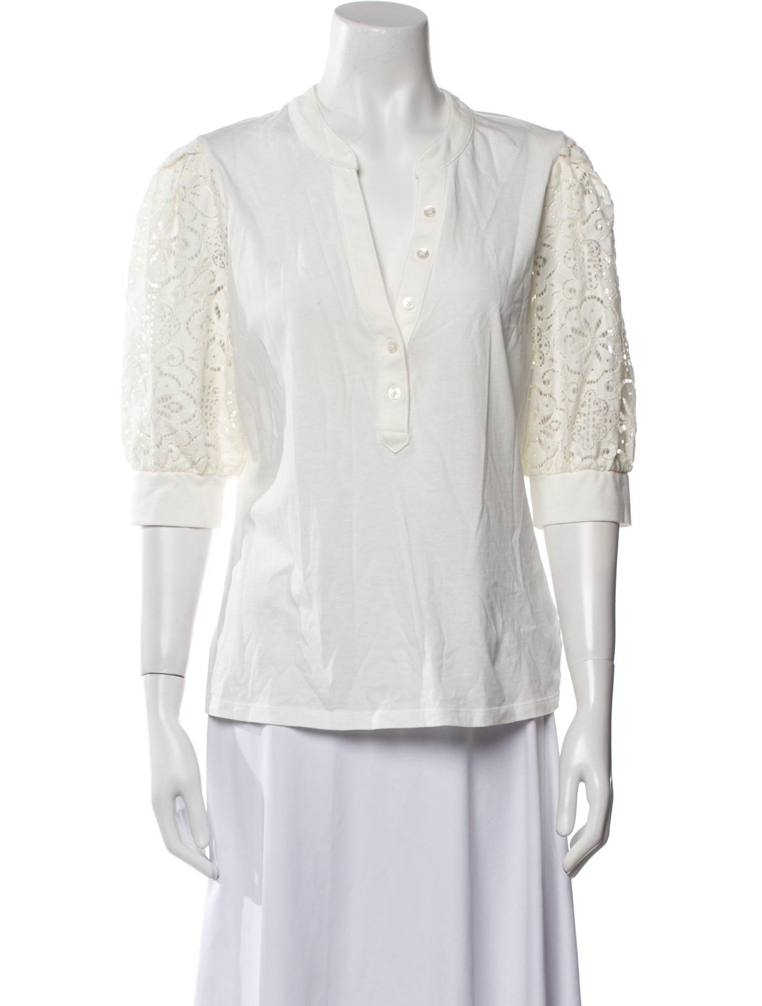 Veronica Beard Three-Quarter Sleeve Button-Up Top