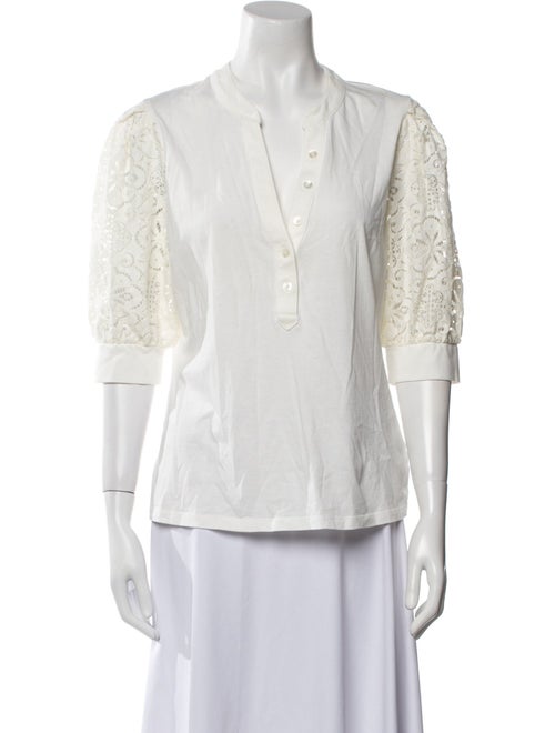 Veronica Beard Three-Quarter Sleeve Button-Up Top