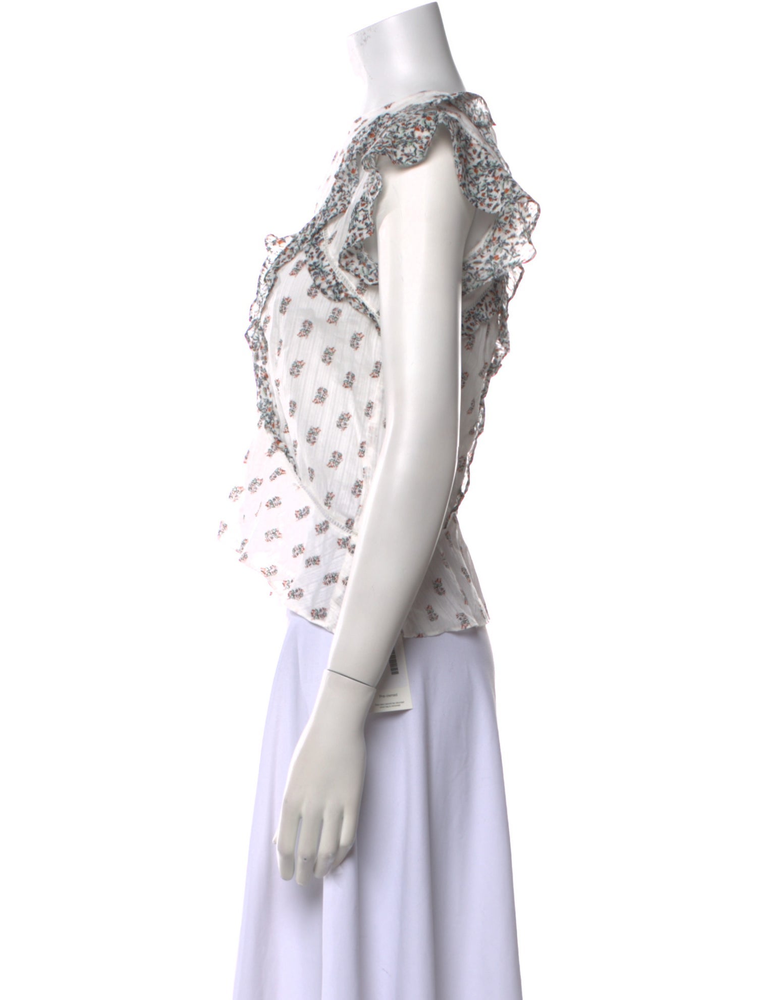 Veronica Beard Floral Print Scoop Neck Crop Top