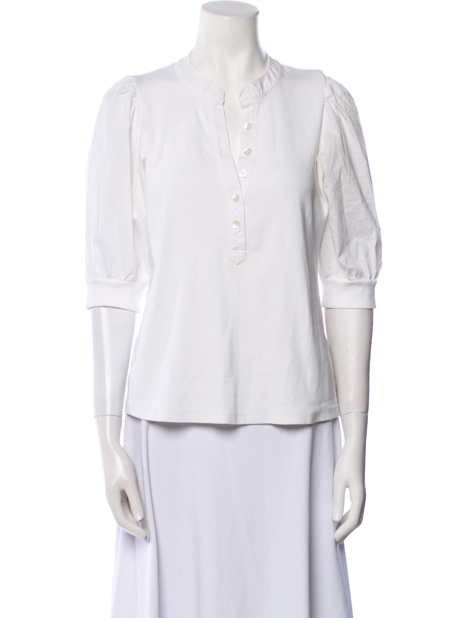 Veronica Beard Three-Quarter Sleeve Button-Up Top