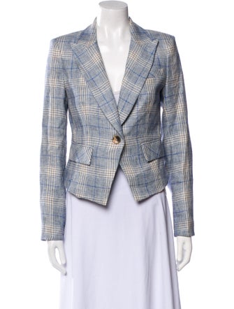 Veronica Beard Linen Plaid Print Blazer