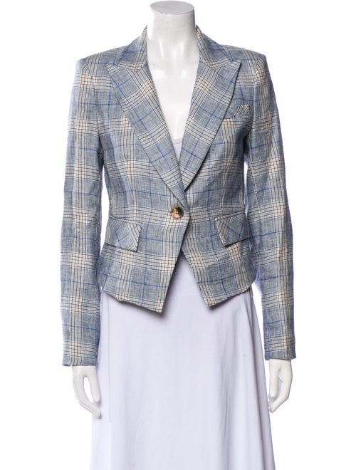 Veronica Beard Linen Plaid Print Blazer