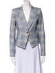 Veronica Beard Linen Plaid Print Blazer