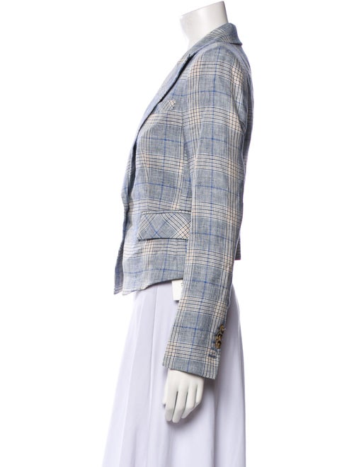 Veronica Beard Linen Plaid Print Blazer