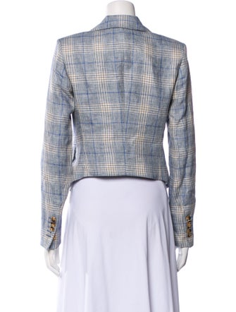 Veronica Beard Linen Plaid Print Blazer