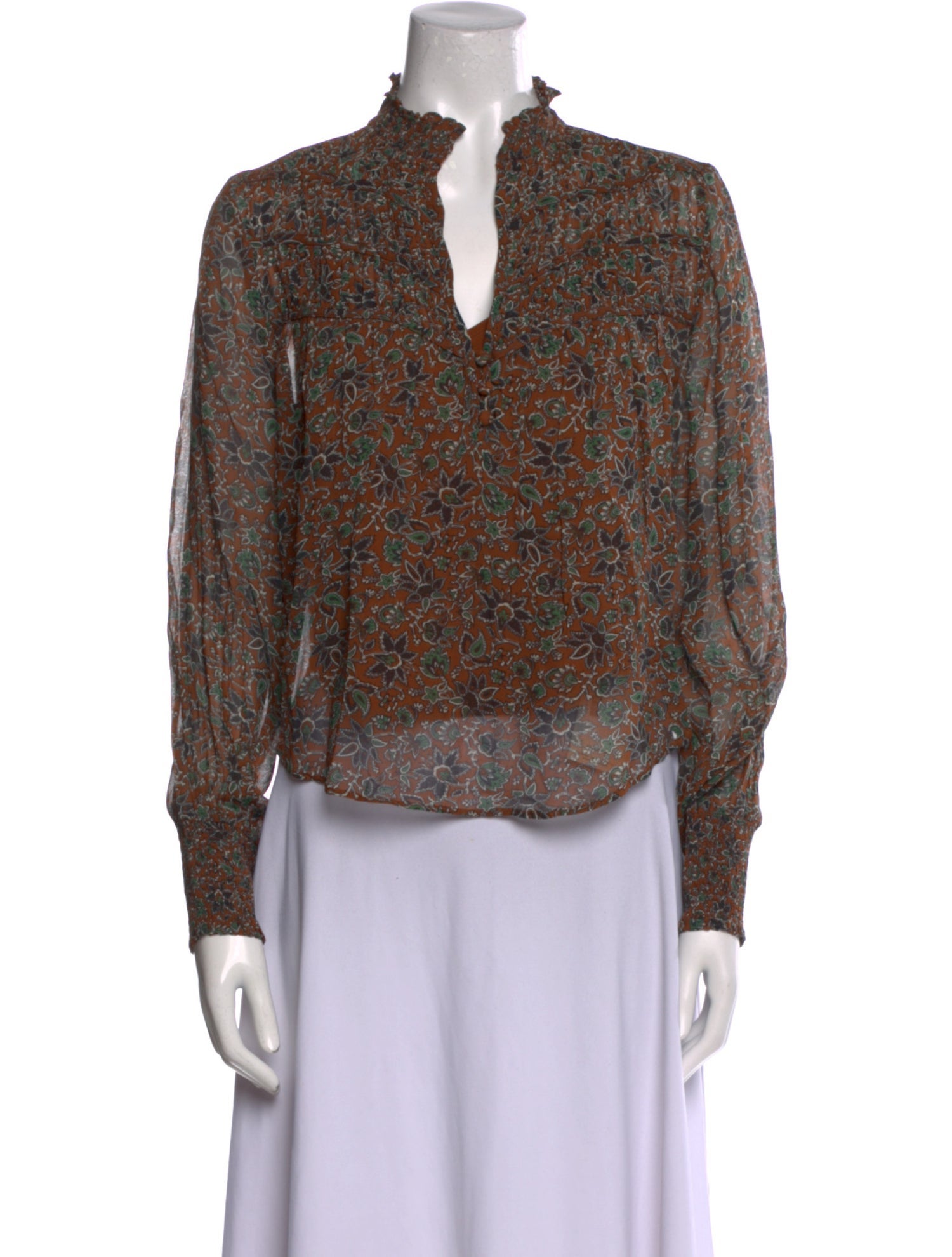 Veronica Beard Printed V-Neck Blouse