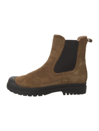Veronica Beard Suede Colorblock Pattern Chelsea Boots