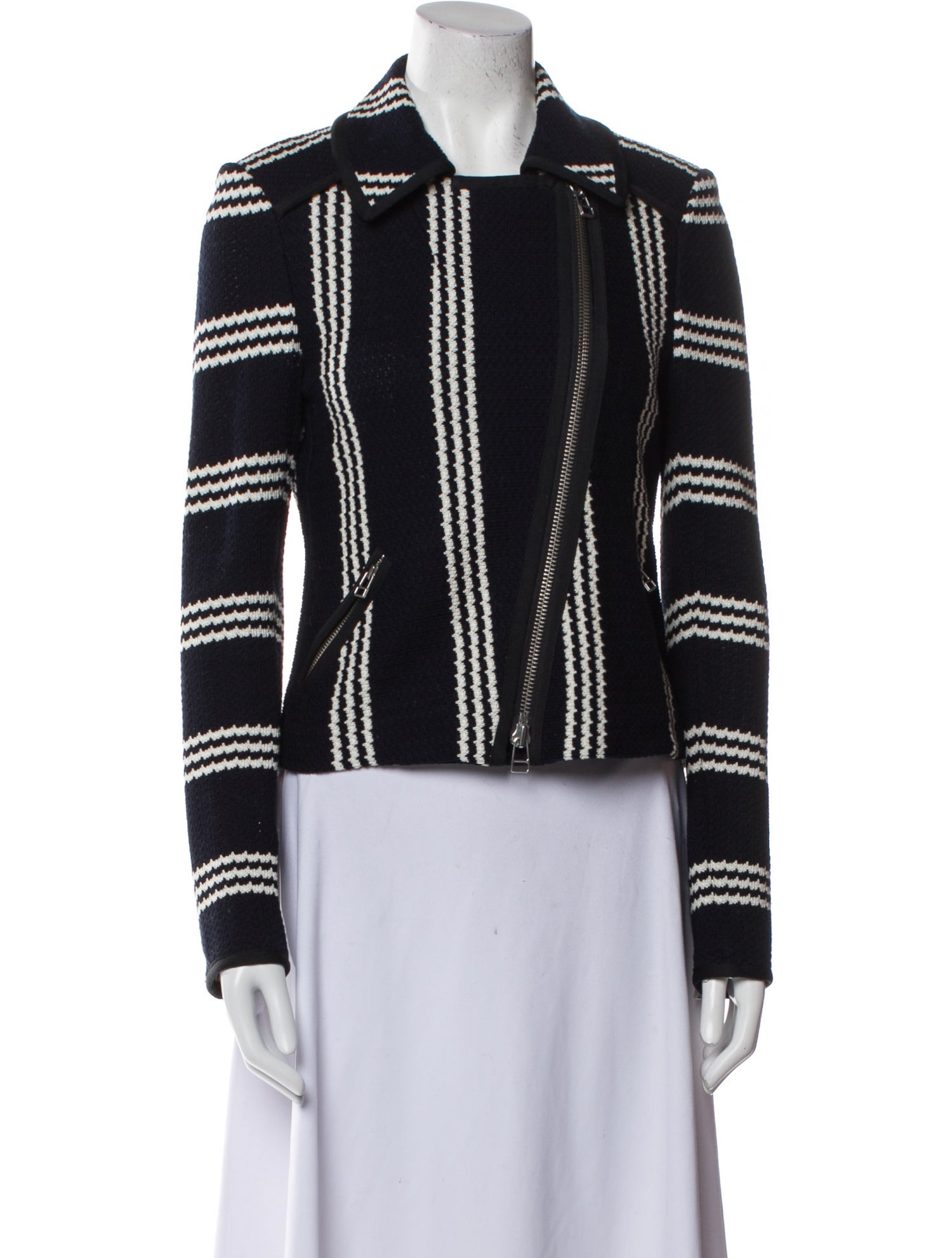 Veronica Beard Striped Biker Jacket