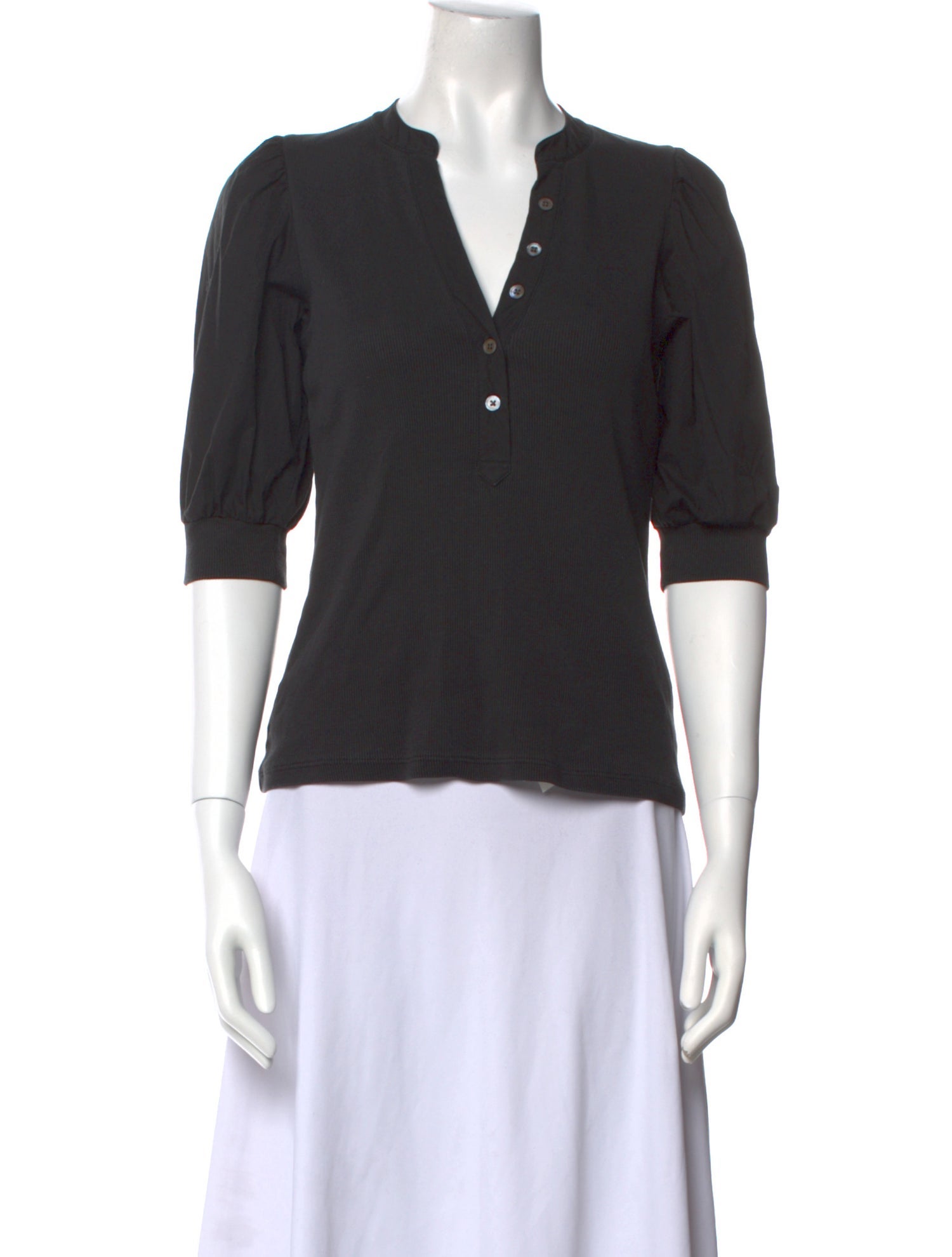 Veronica Beard V-Neck Three-Quarter Sleeve Polo