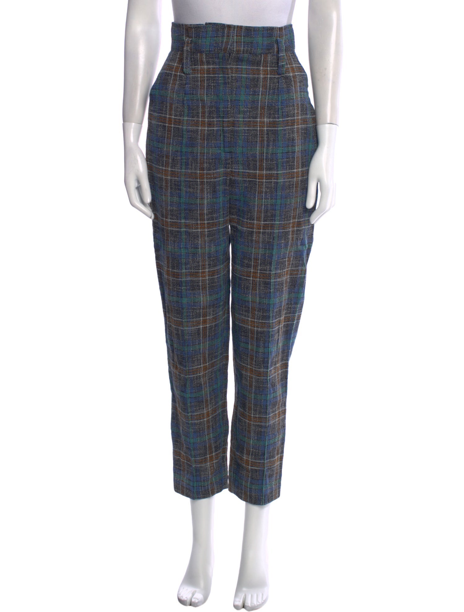Veronica Beard Plaid Print Straight Leg Pants