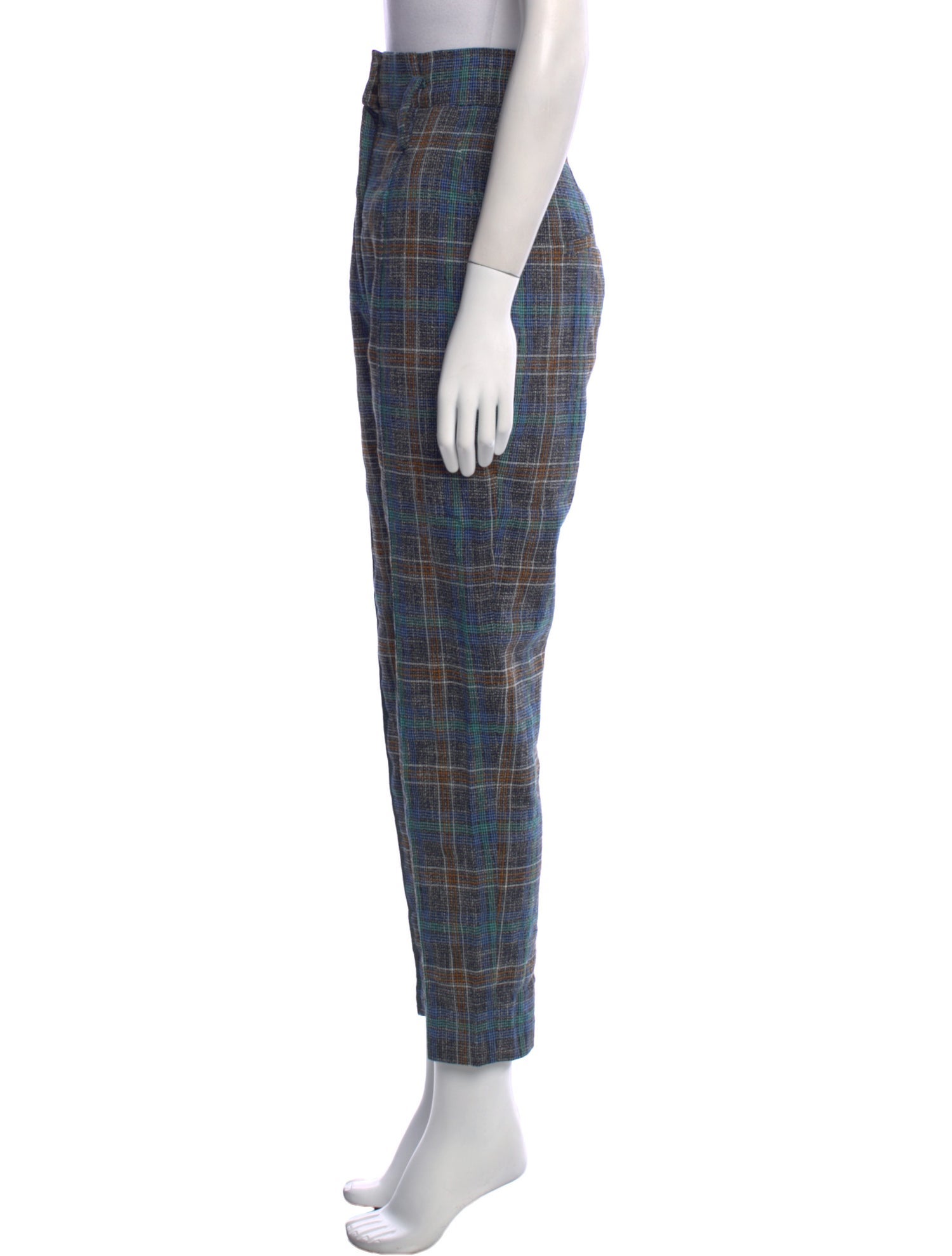 Veronica Beard Plaid Print Straight Leg Pants