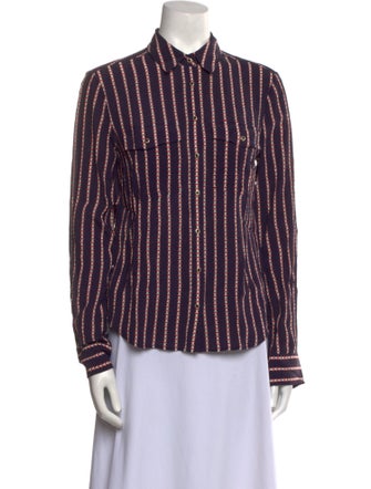 Veronica Beard Silk Striped Button-Up Top