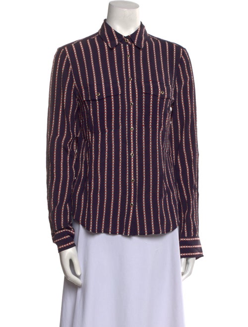 Veronica Beard Silk Striped Button-Up Top