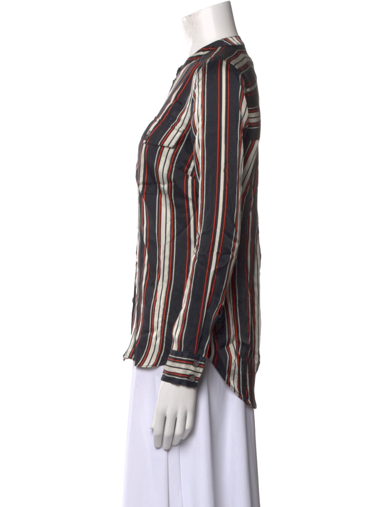 Veronica Beard Silk Striped Button-Up Top