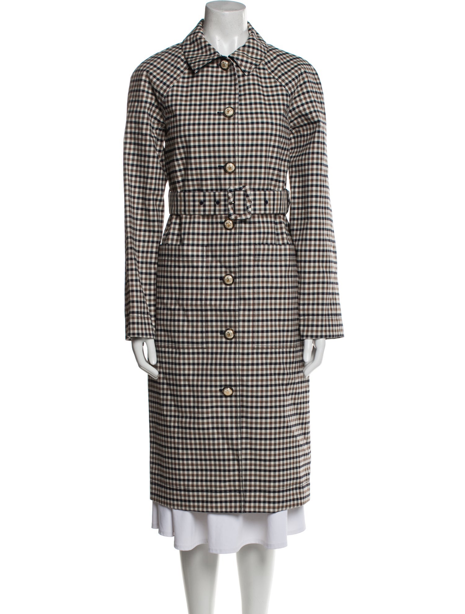 Veronica Beard Plaid Print Trench Coat