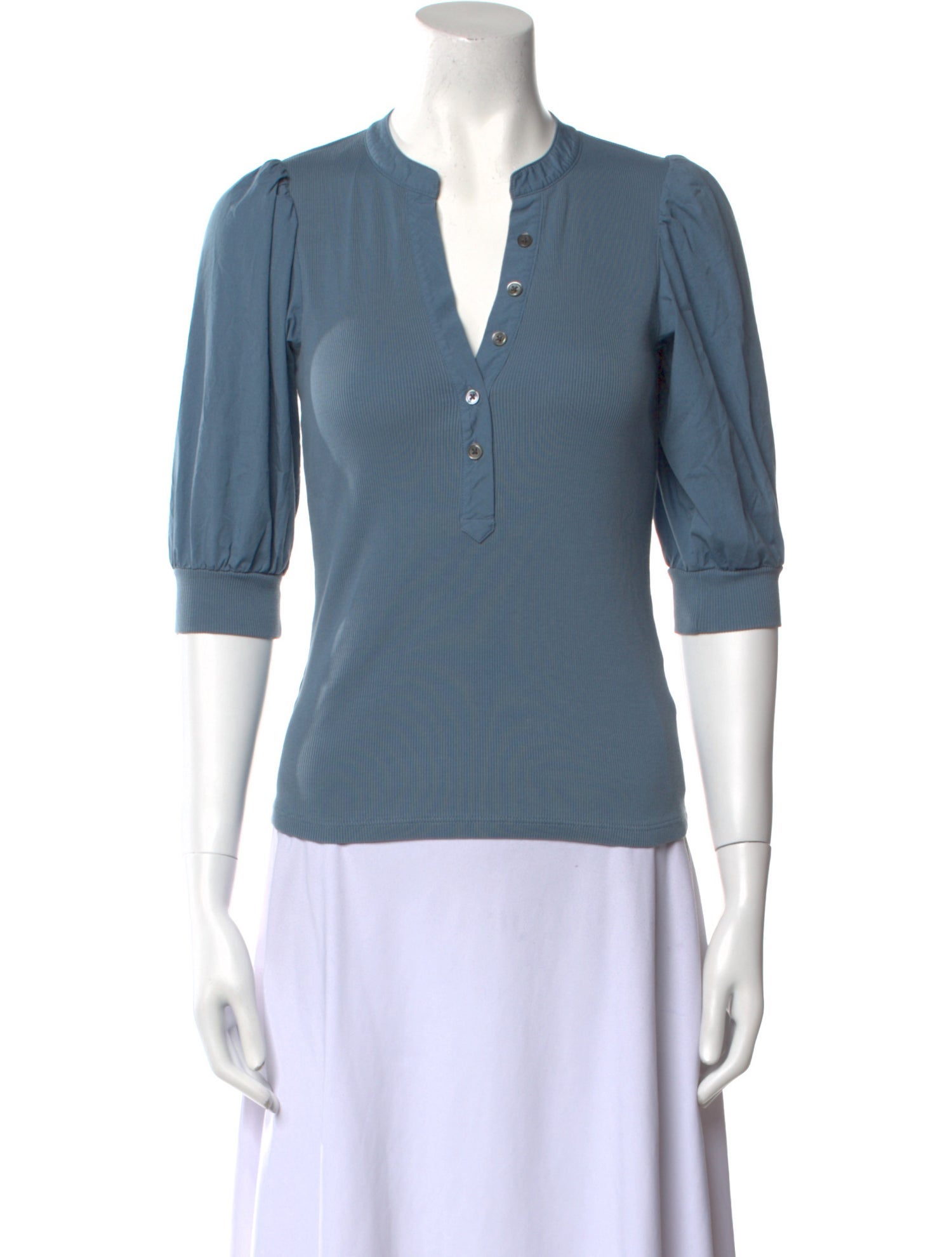 Veronica Beard V-Neck Three-Quarter Sleeve Polo