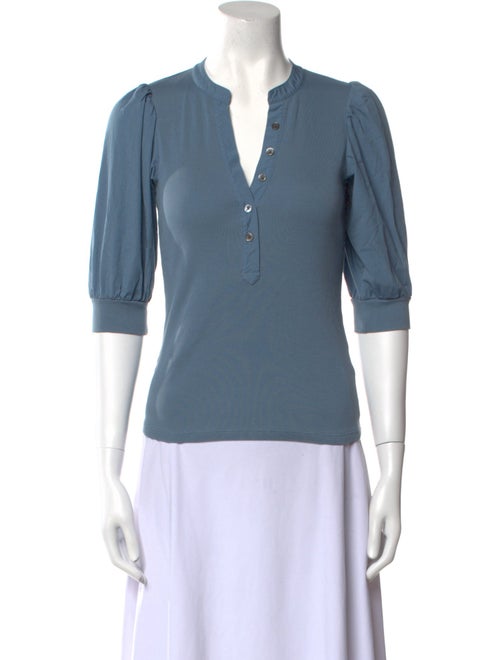 Veronica Beard V-Neck Three-Quarter Sleeve Polo