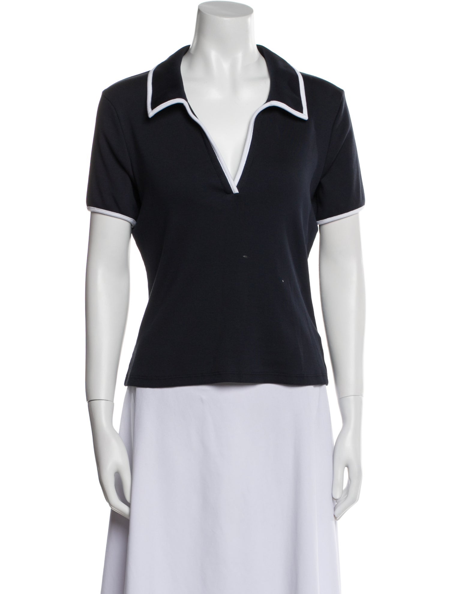 Veronica Beard V-Neck Short Sleeve Polo