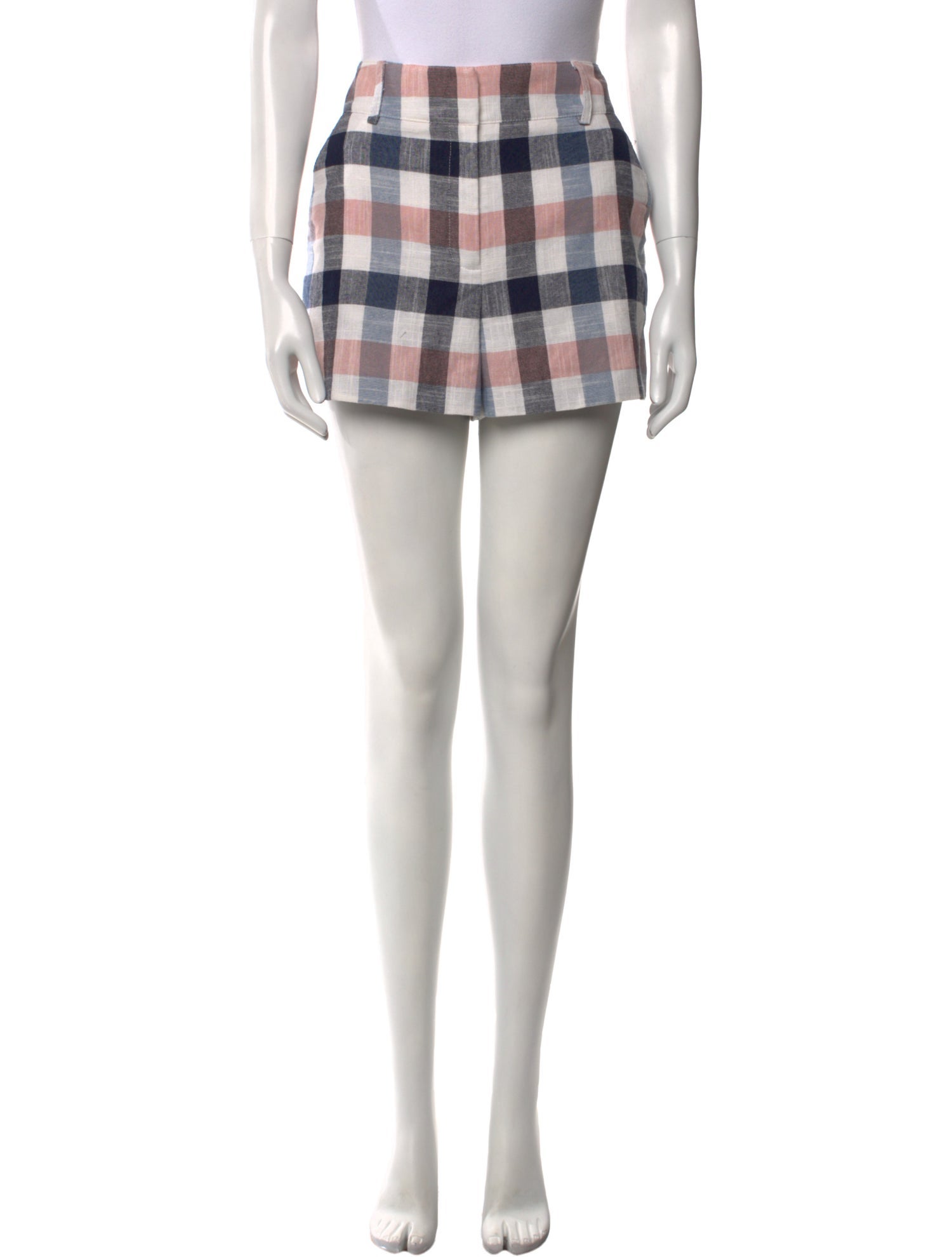 Veronica Beard Plaid Print Mini Shorts