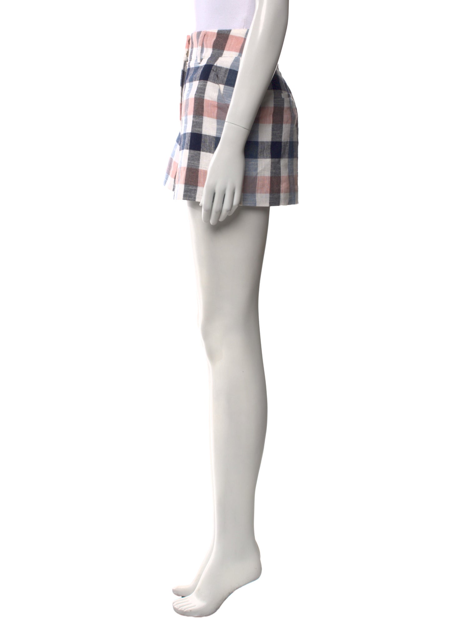 Veronica Beard Plaid Print Mini Shorts