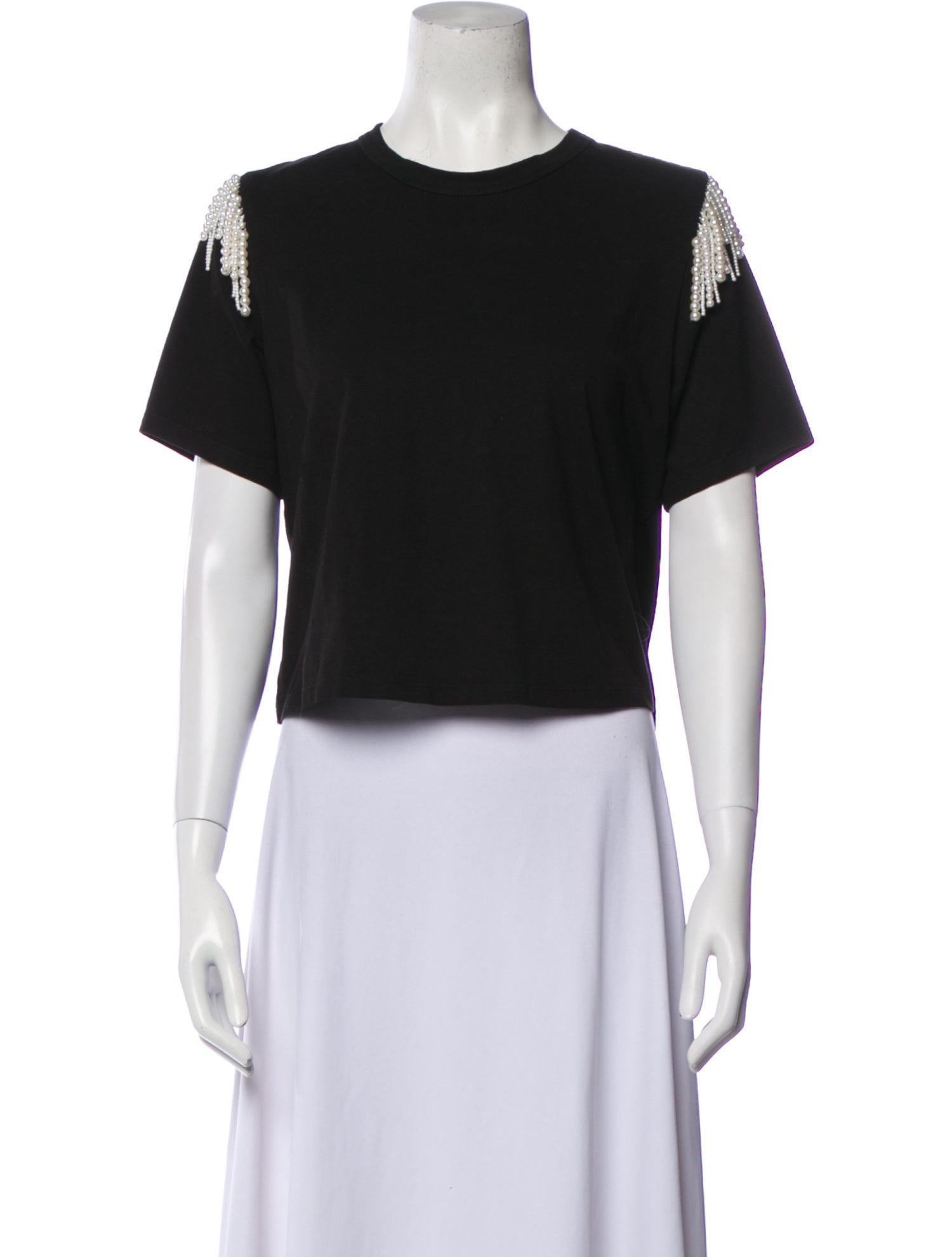 Veronica Beard Crew Neck Short Sleeve Crop Top