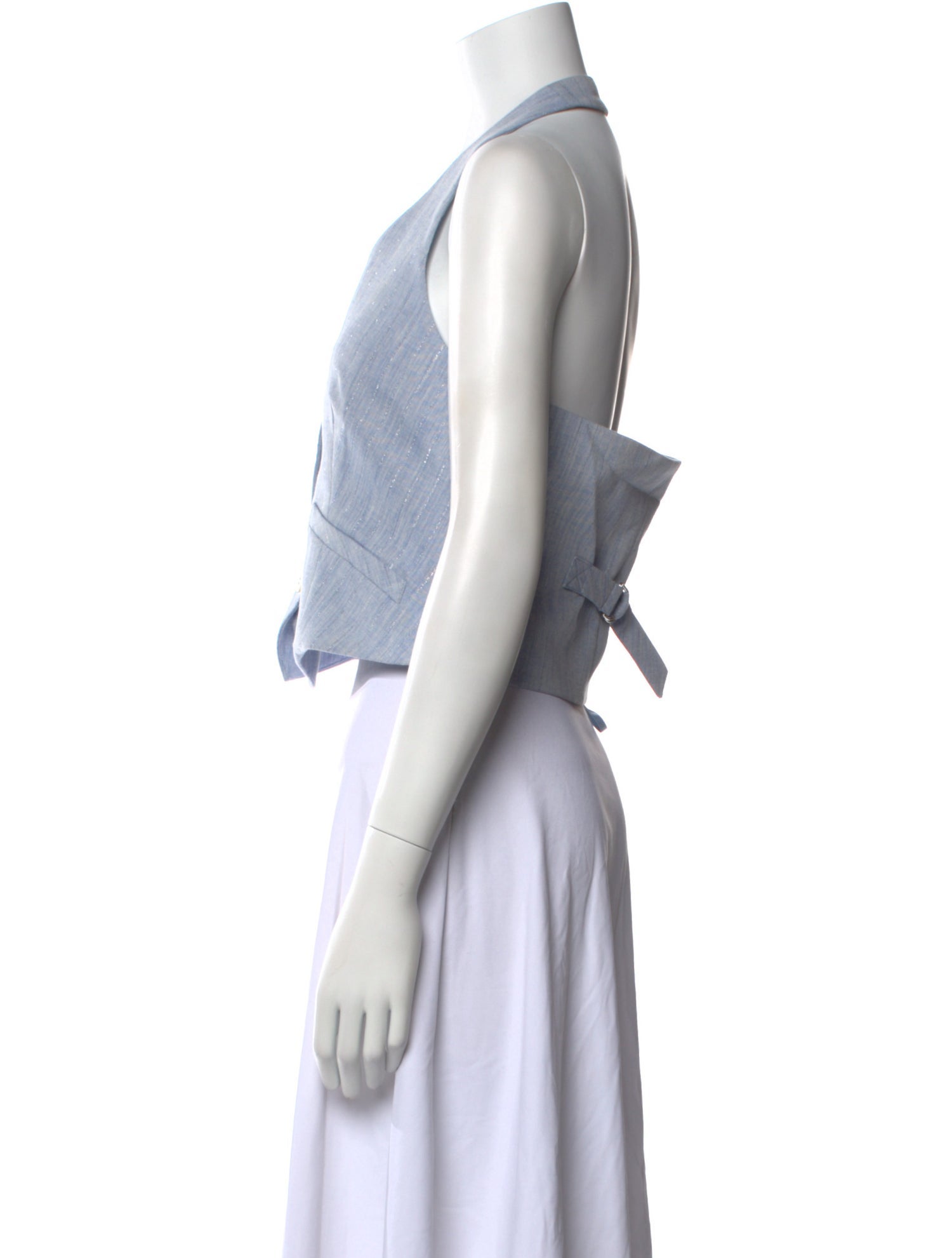 Veronica Beard V-Neck Sleeveless Crop Top