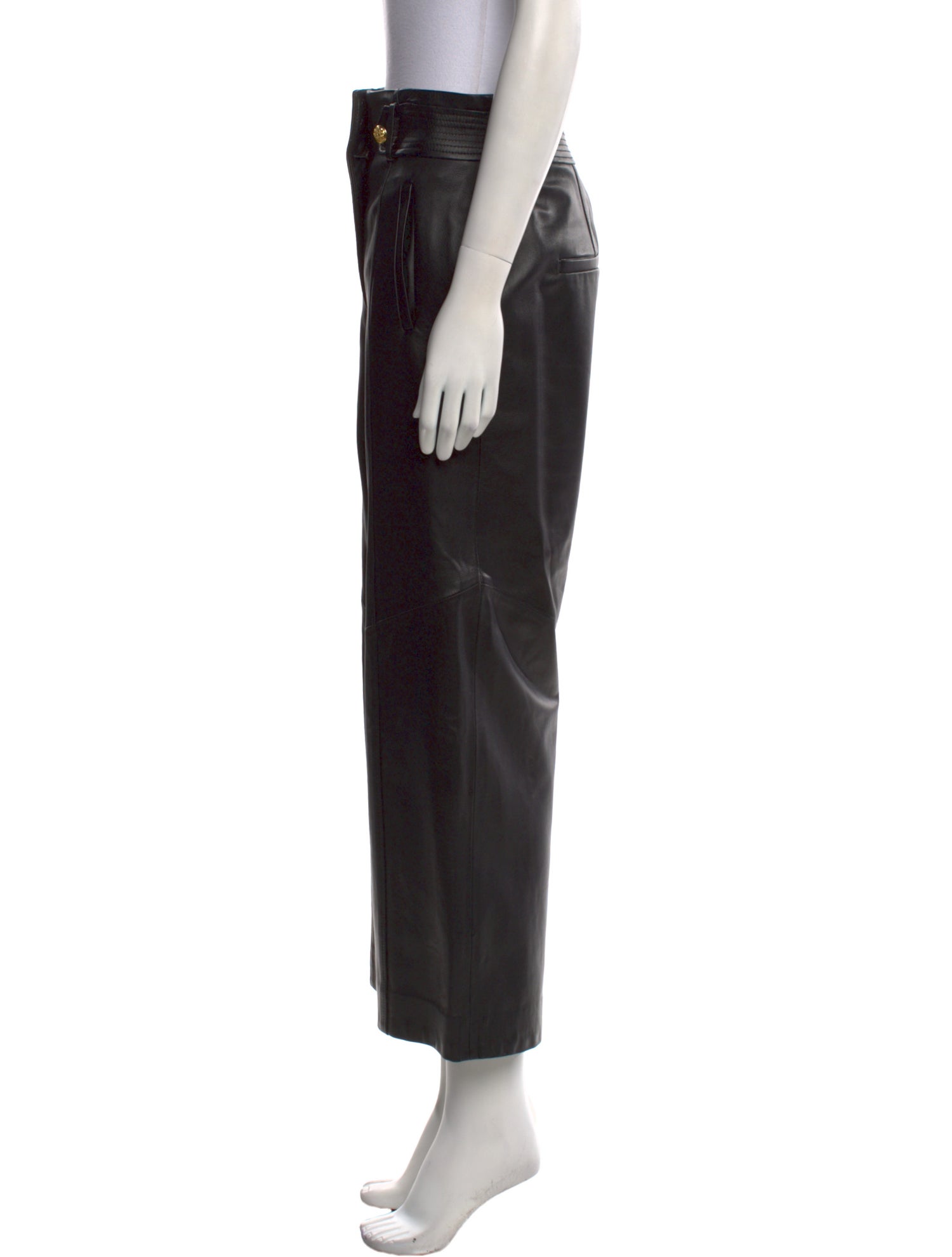 Veronica Beard Lamb Leather Wide Leg Pants