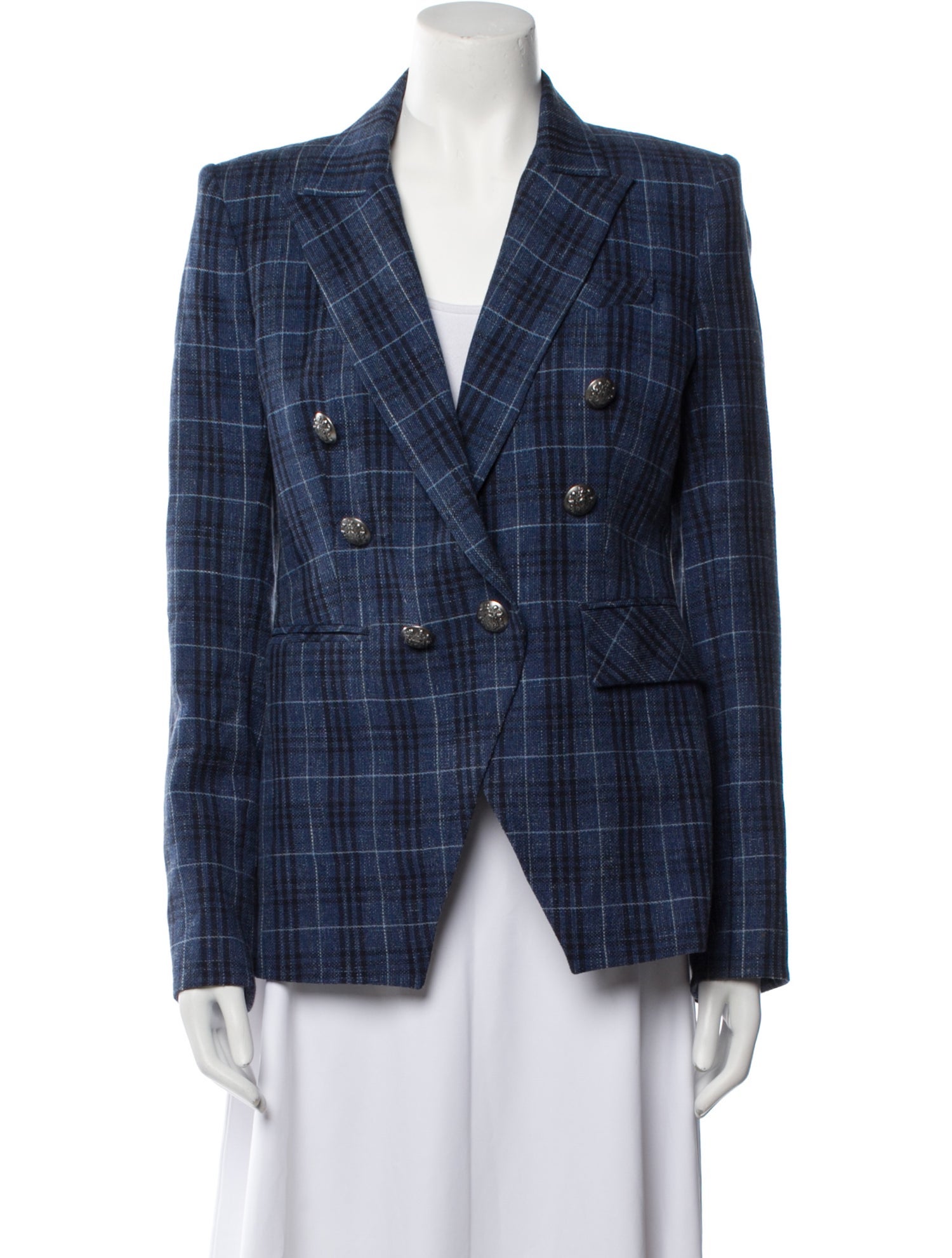 Veronica Beard Virgin Wool Plaid Print Blazer