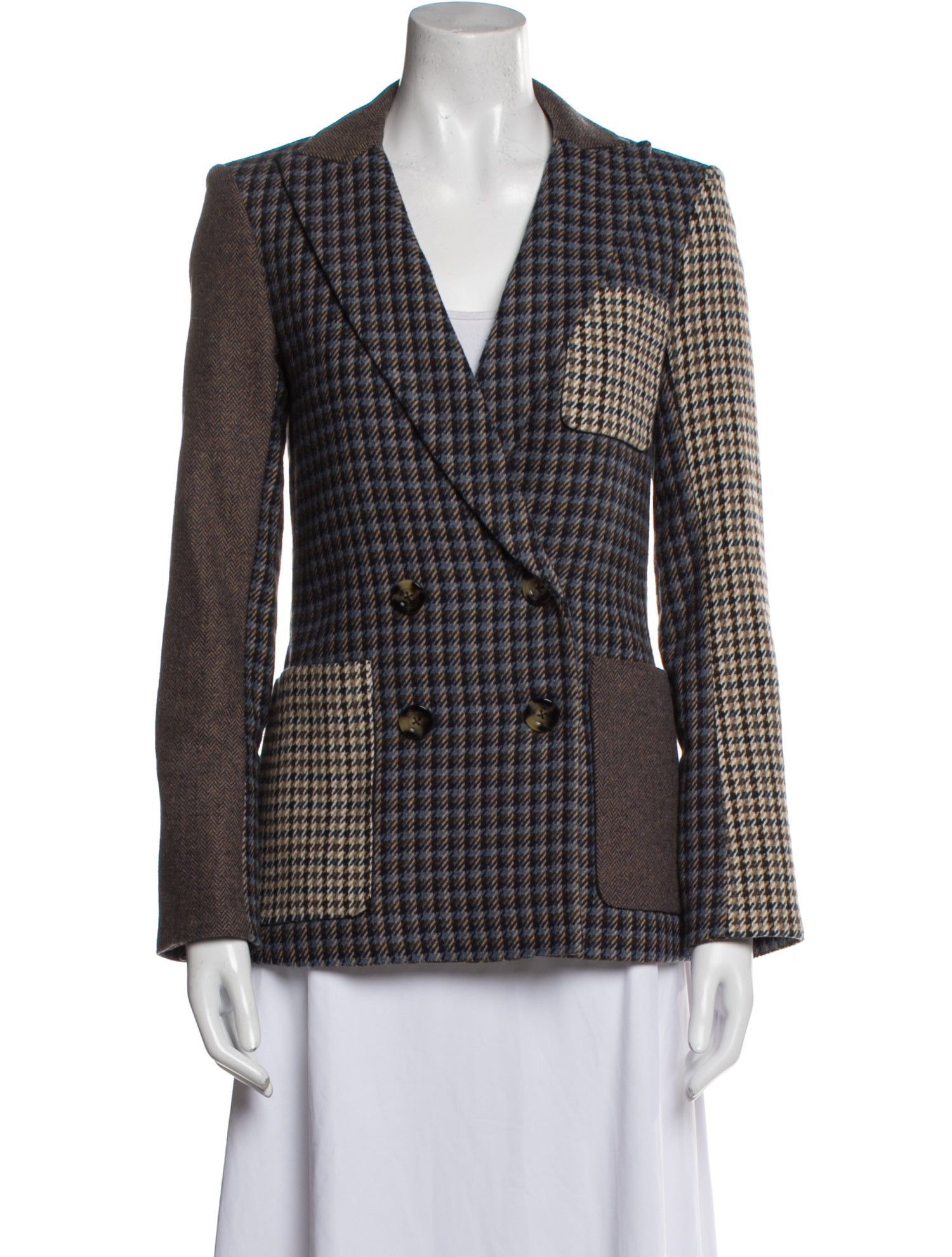 Veronica Beard Houndstooth Print Peacoat