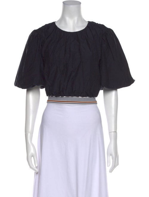 Veronica Beard Scoop Neck Short Sleeve Crop Top