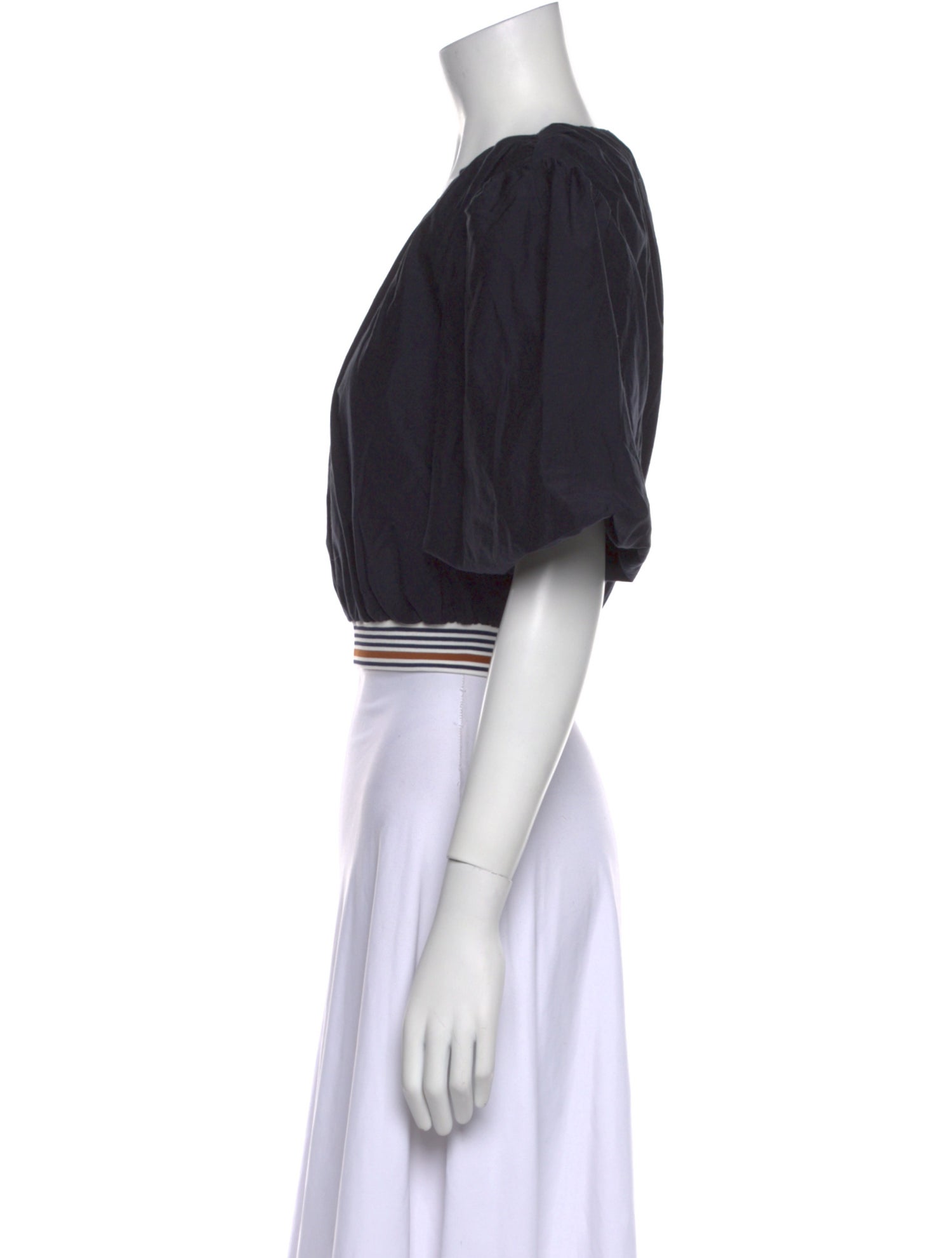 Veronica Beard Scoop Neck Short Sleeve Crop Top