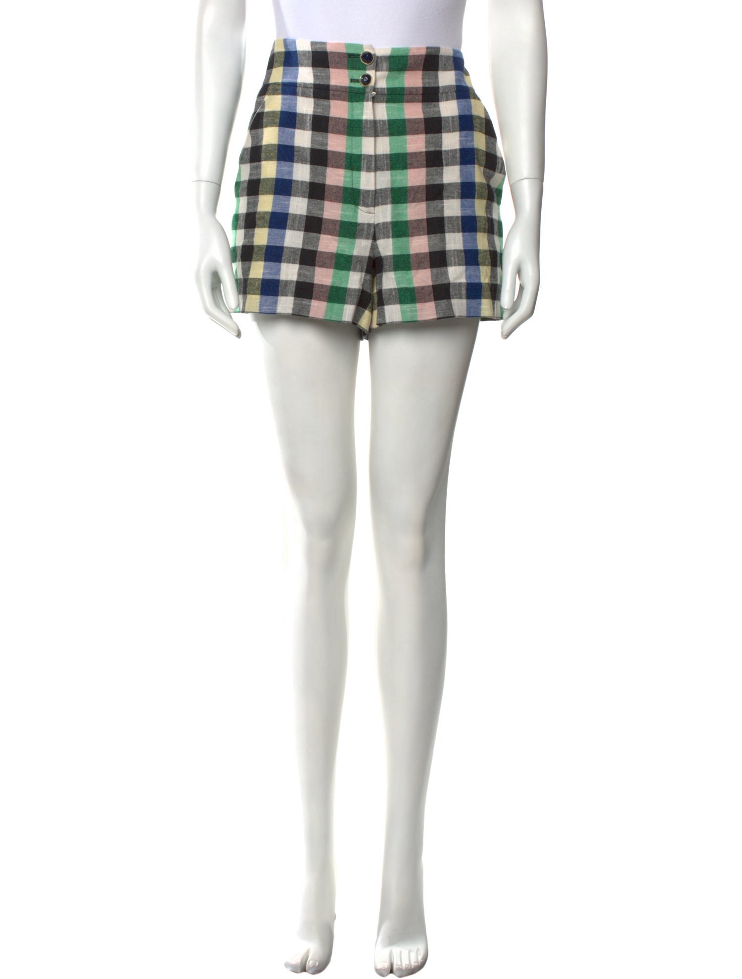 Veronica Beard Plaid Print Mini Shorts
