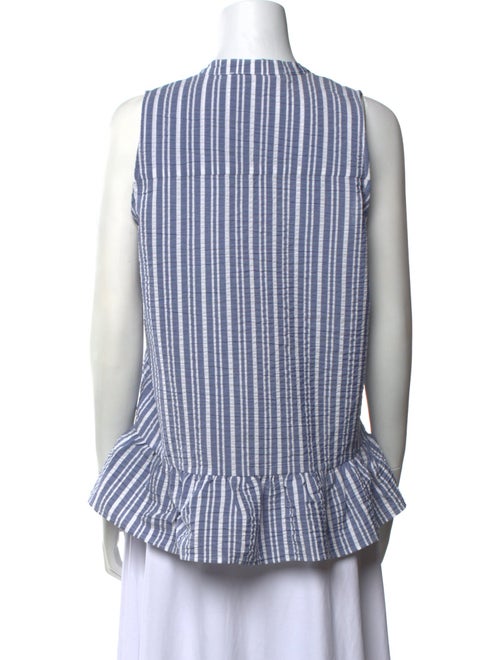 Veronica Beard Striped V-Neck Crop Top