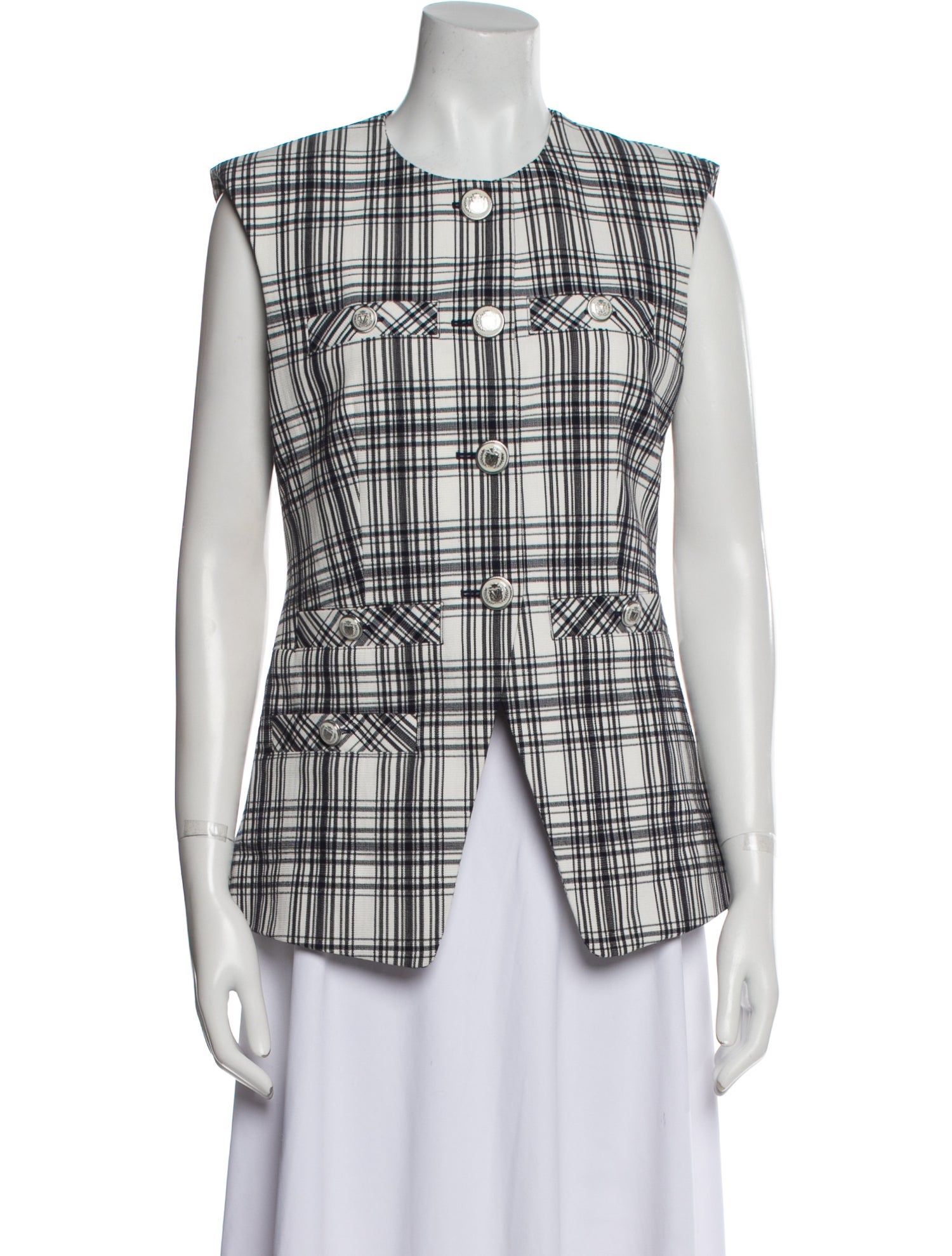 Veronica Beard Plaid Print Vest