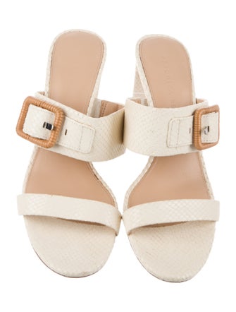 Veronica Beard Embossed Leather Slides