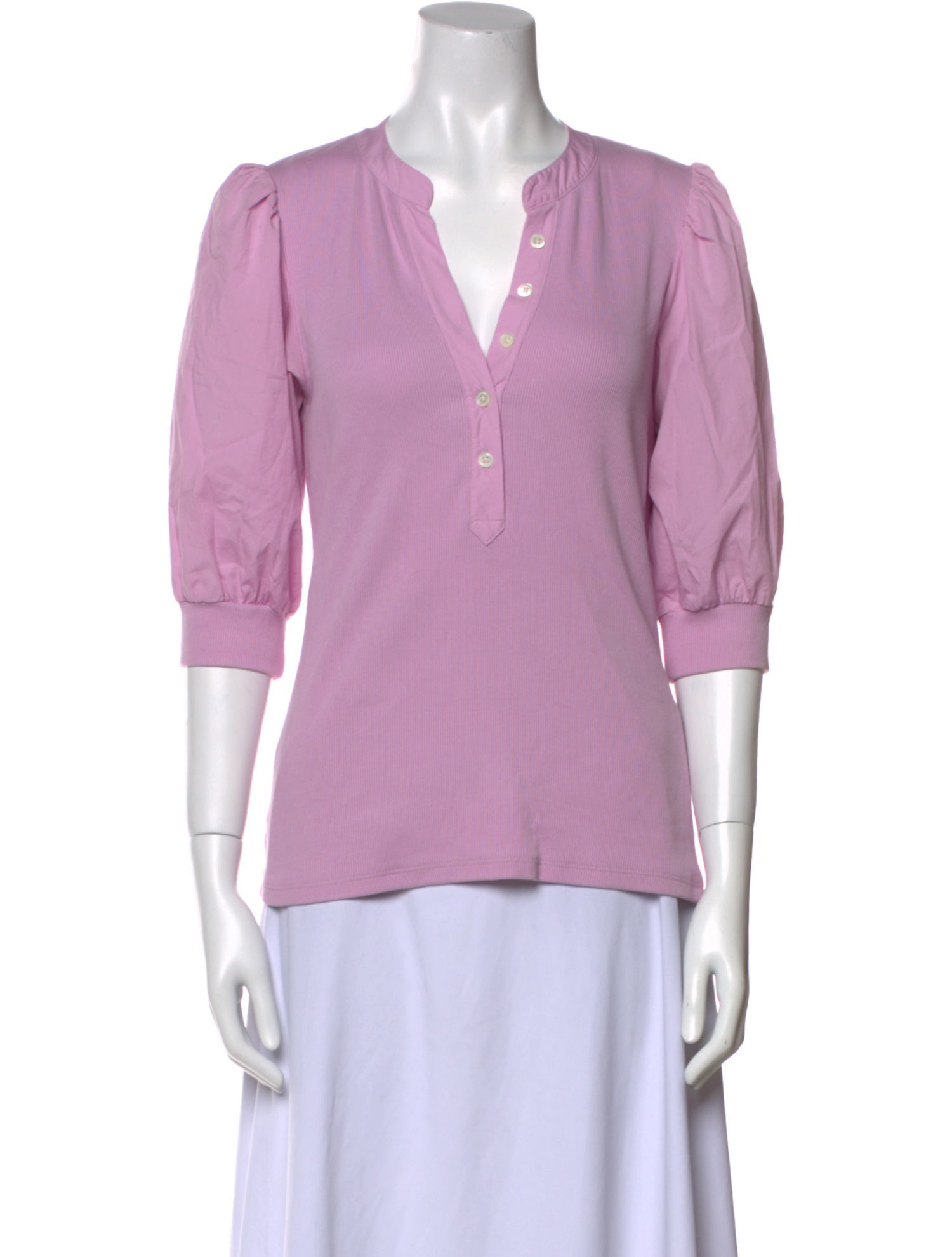 Veronica Beard V-Neck Three-Quarter Sleeve Polo