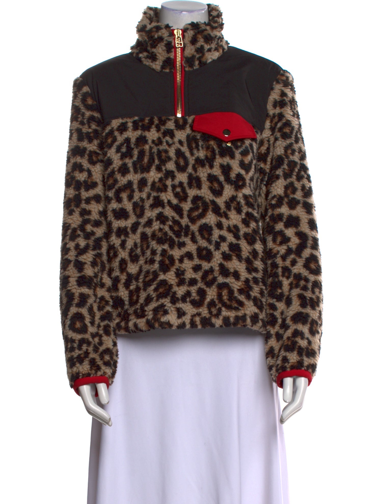 Veronica Beard Animal Print Mock Neck Sweatshirt