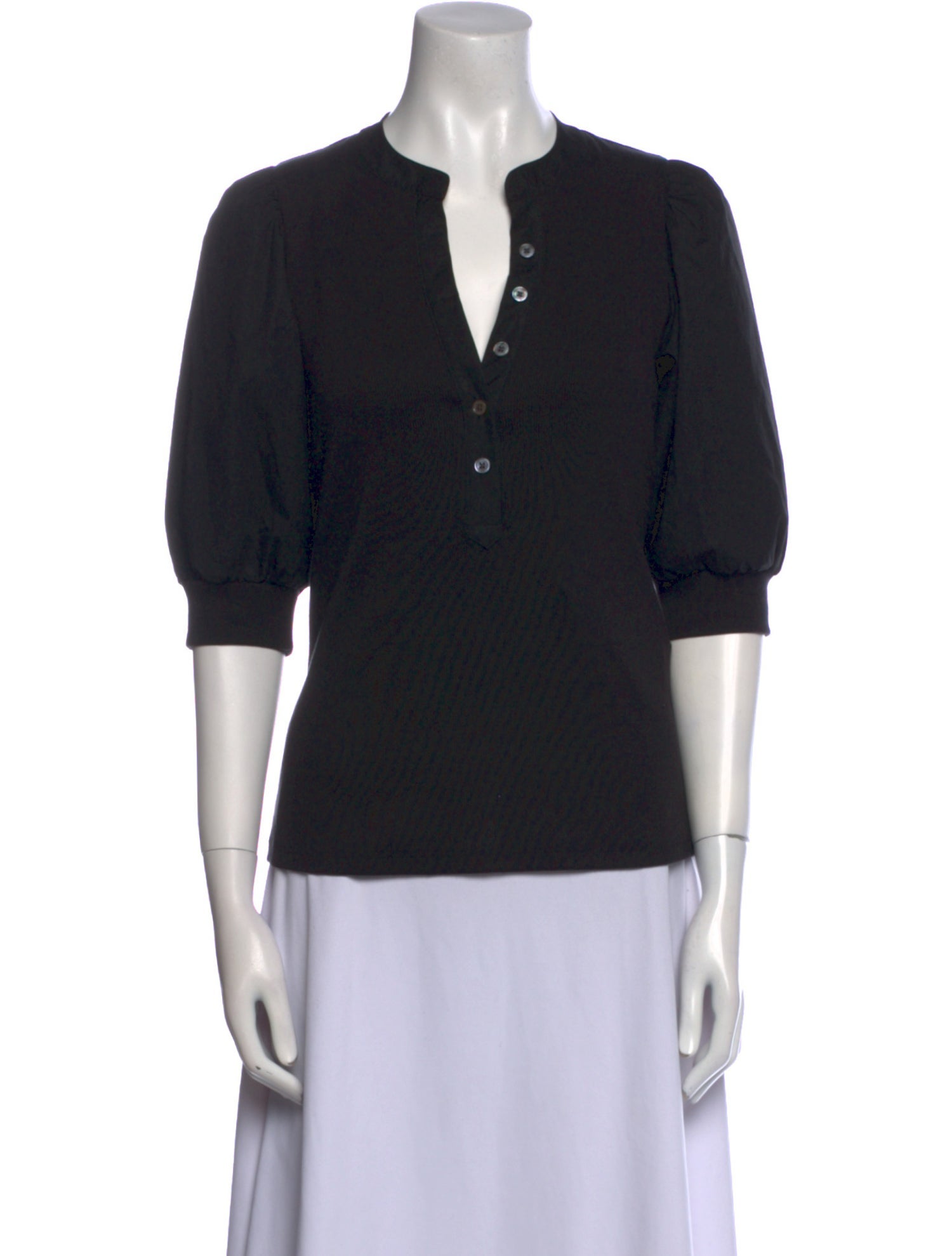 Veronica Beard V-Neck Three-Quarter Sleeve Polo