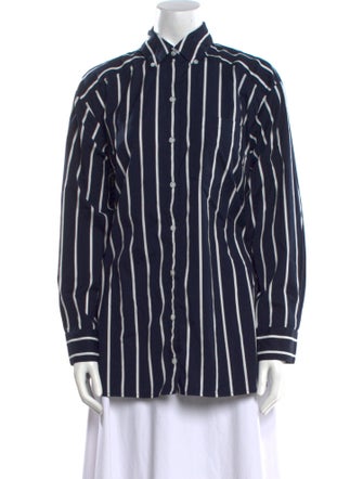 Veronica Beard Striped Long Sleeve Button-Up Top