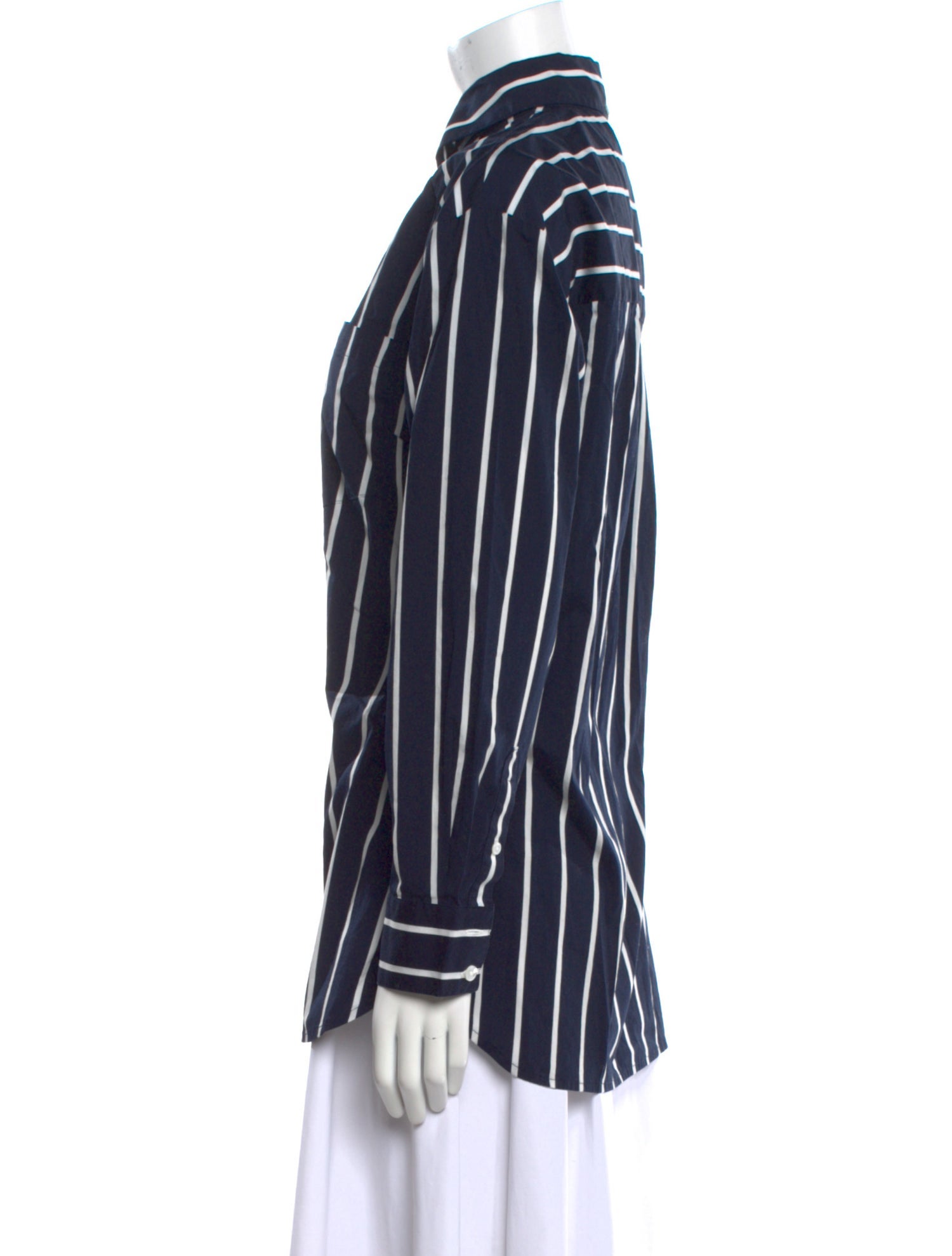 Veronica Beard Striped Long Sleeve Button-Up Top