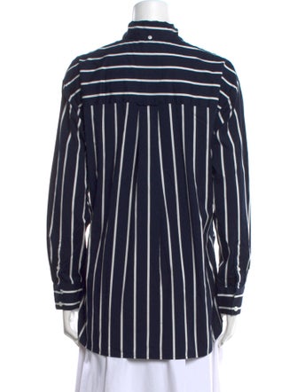 Veronica Beard Striped Long Sleeve Button-Up Top