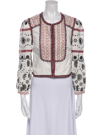 Veronica Beard Linen Printed Evening Jacket