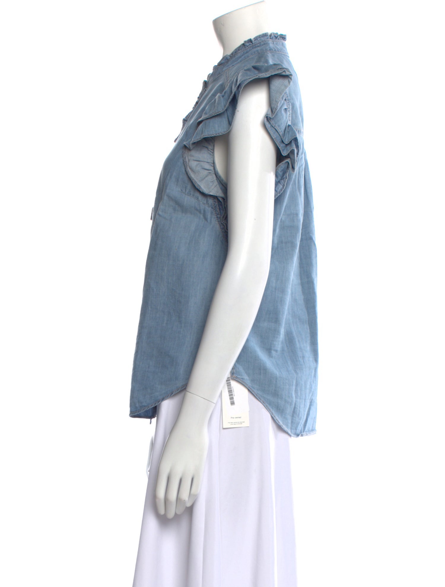 Veronica Beard Mock Neck Short Sleeve Button-Up Top