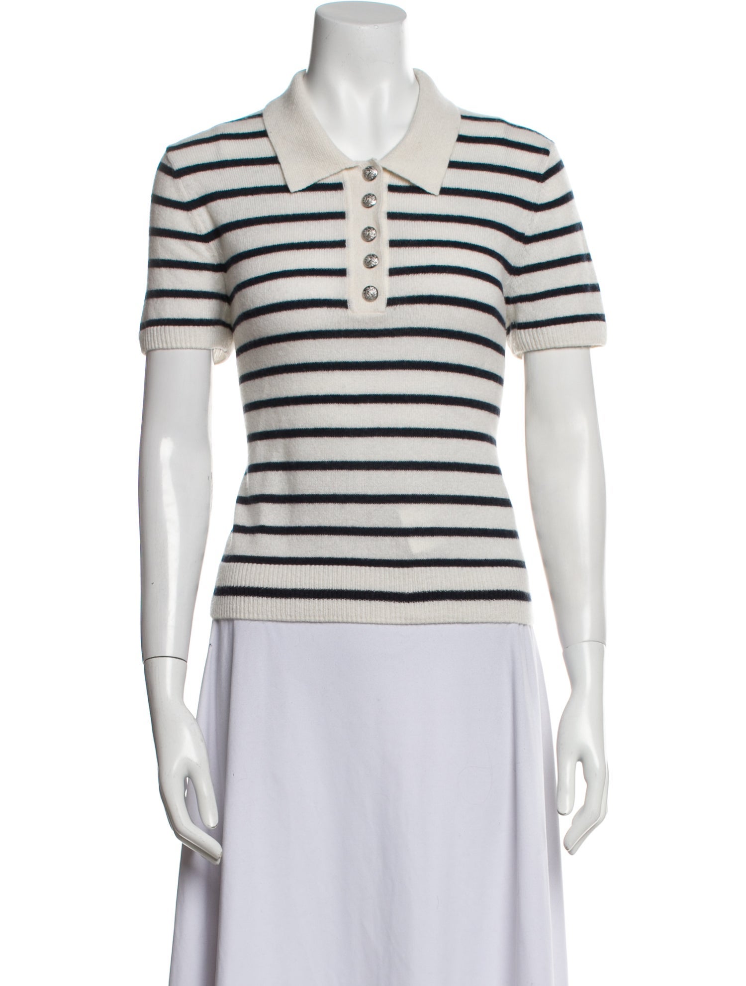 Veronica Beard Cashmere Striped Polo