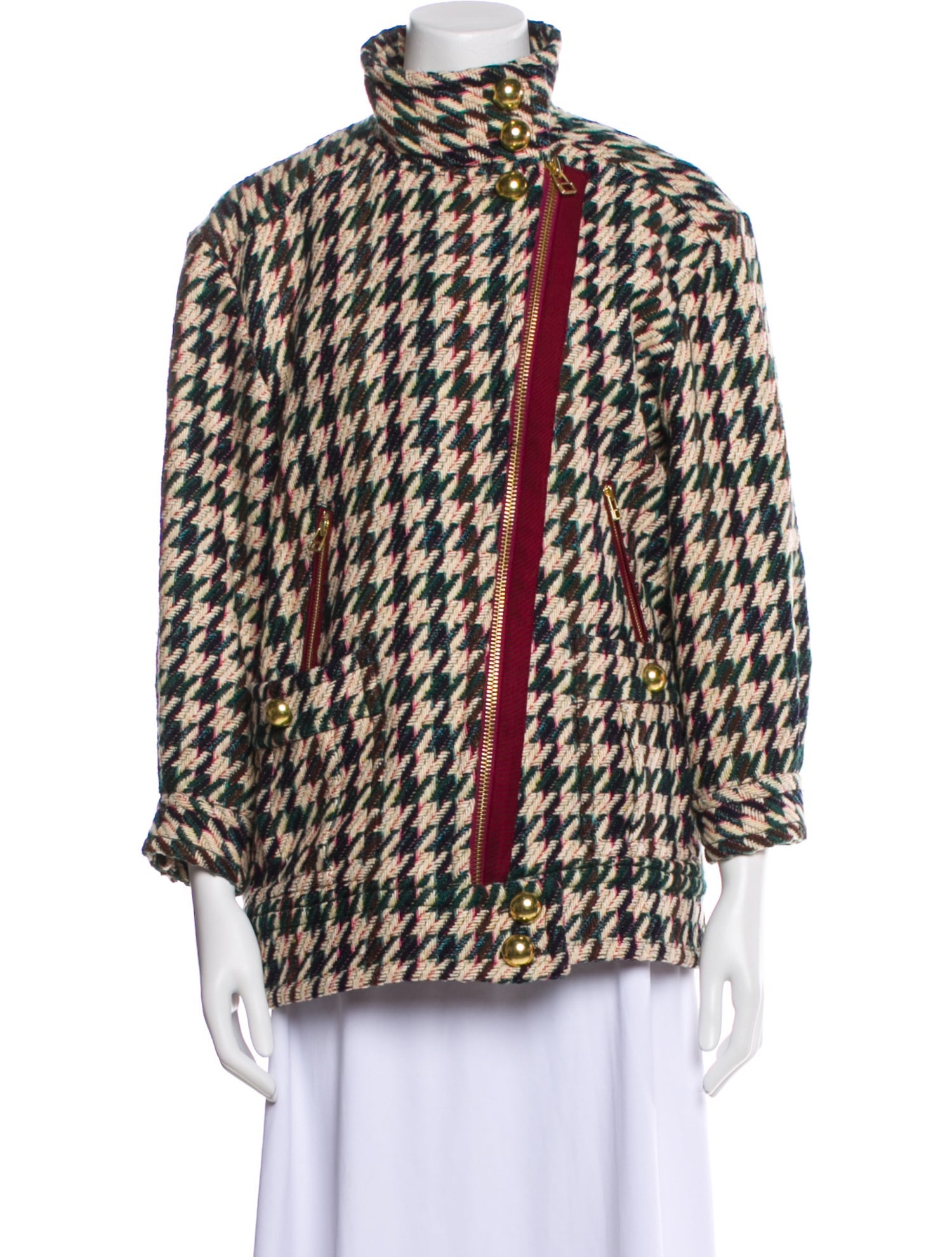 Veronica Beard Wool Houndstooth Print Jacket