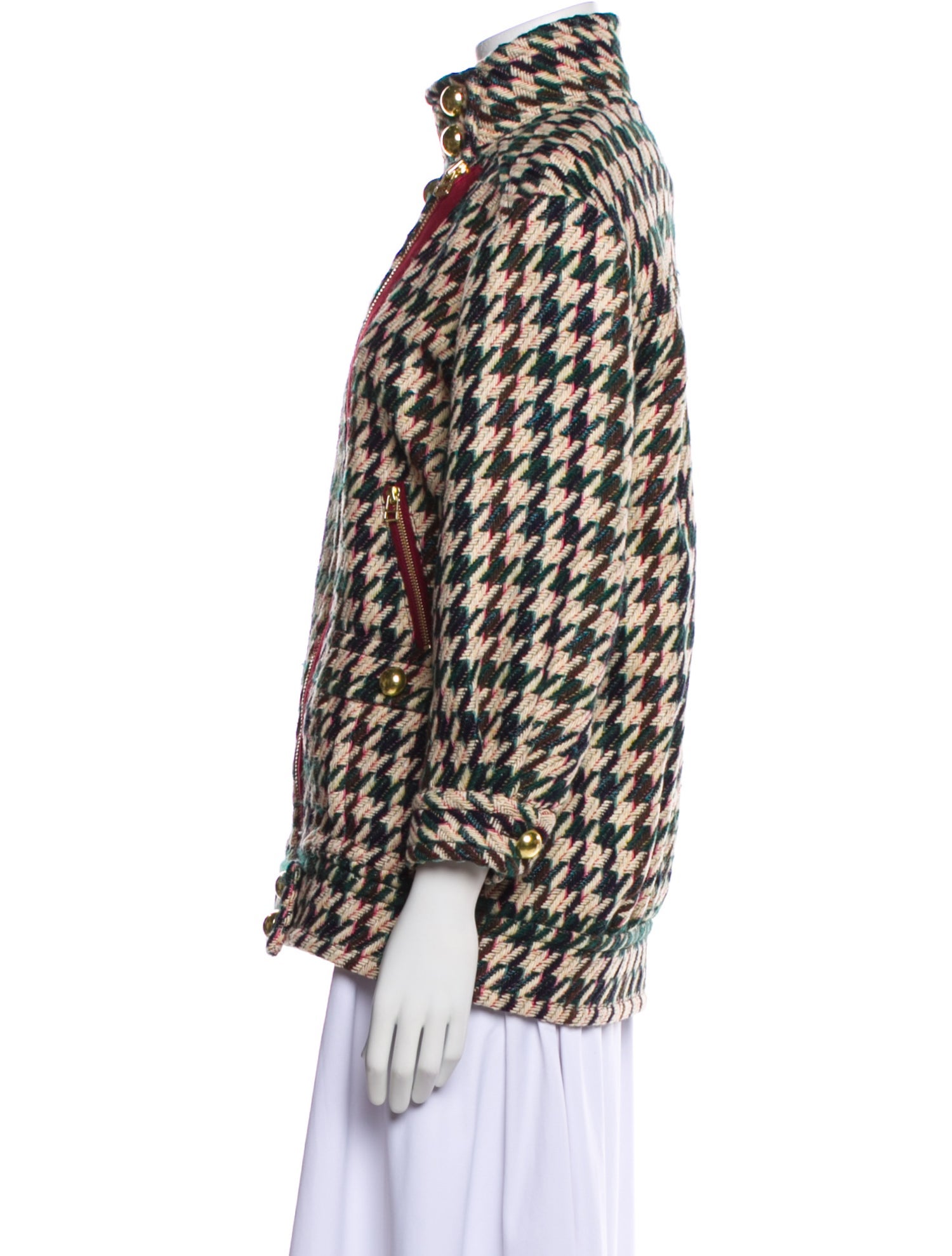 Veronica Beard Wool Houndstooth Print Jacket