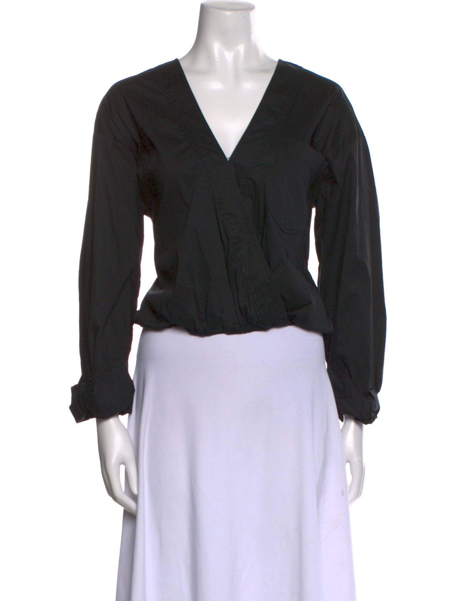 Veronica Beard V-Neck Long Sleeve Crop Top